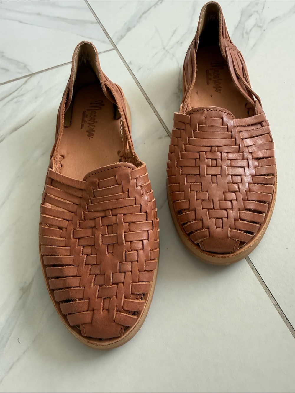 Handwoven Leather Women’s Huarache Slip-On - Brown